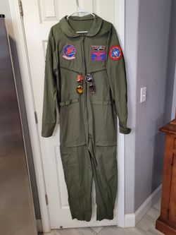 2 pc Top Gun maverick green jumpsuit halloween costume