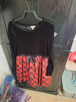 Cat & Jack Girls Black Velvet Buffalo Plaid Dress
