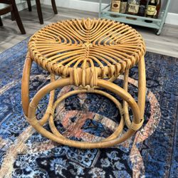 Bamboo Rattan Stool/Ottoman 