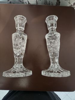 vintage Leonard Silver lead crystal candlestick holders