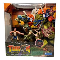 VTG Turok Dinosaur Hunter Joshua Fireseed with Tribal Raptor 1999 New In Box