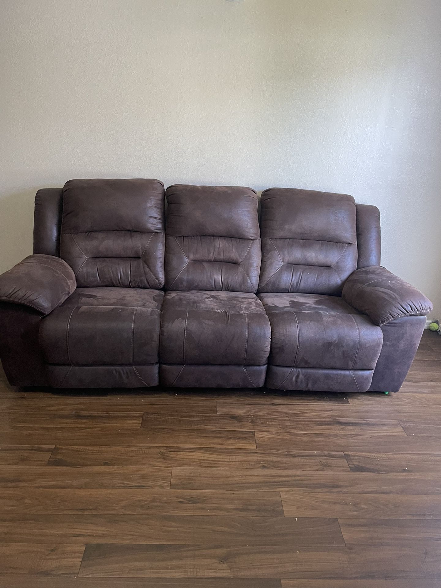 Faux Leathered Brown Colored Recliner Sofa