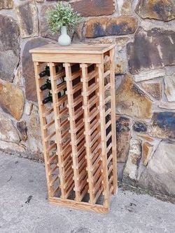 44 Bottle Rustic Wine Rack Tower Rectangular Cubbies Tall Table