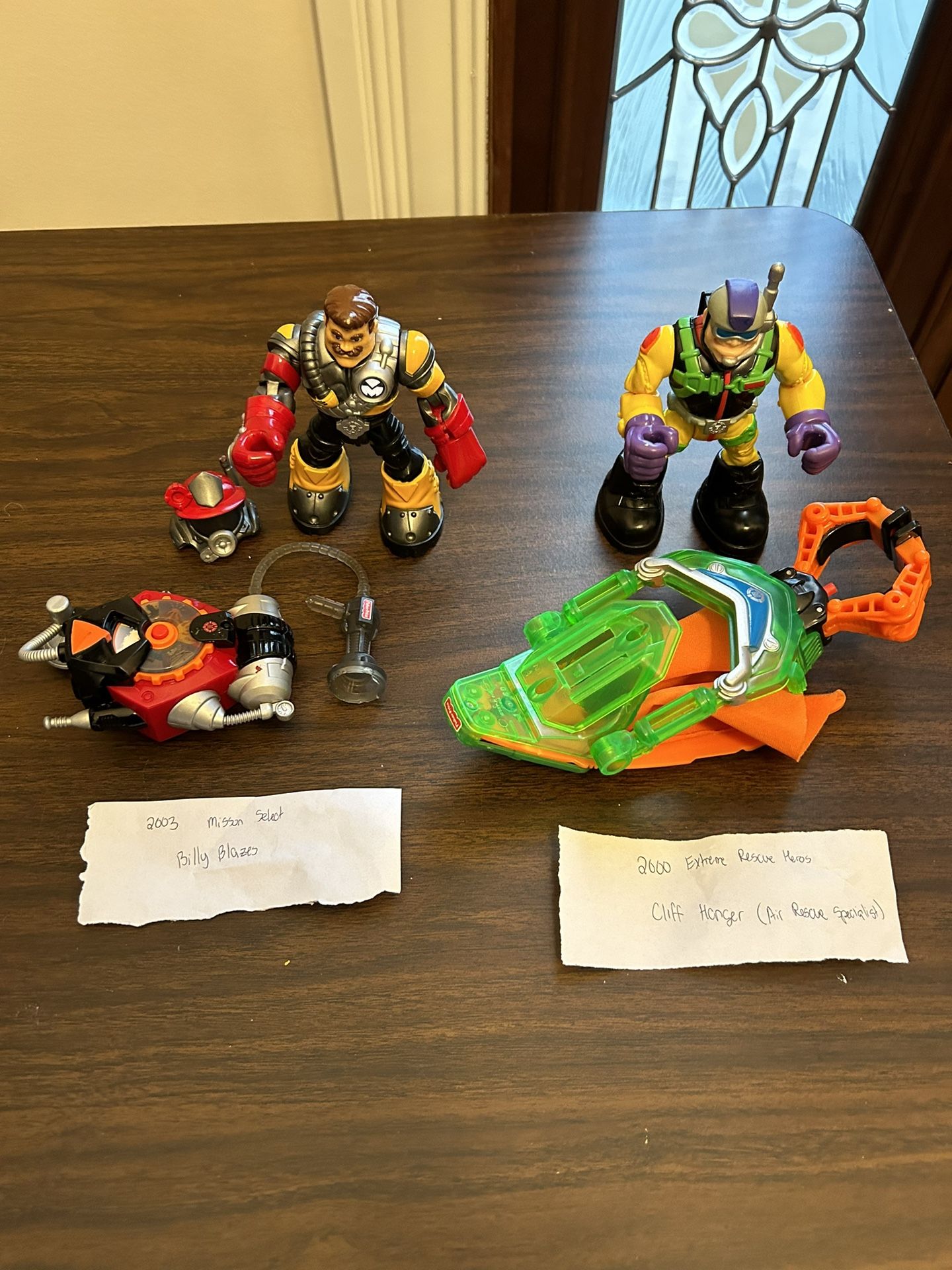2000 Fisher-Price Rescue Heroes Cliffhanger, And 2003 Billy Blazes Mission Select