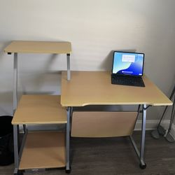 Brenton Studio Limble Computer Desk Steel Frame in Birch Finish