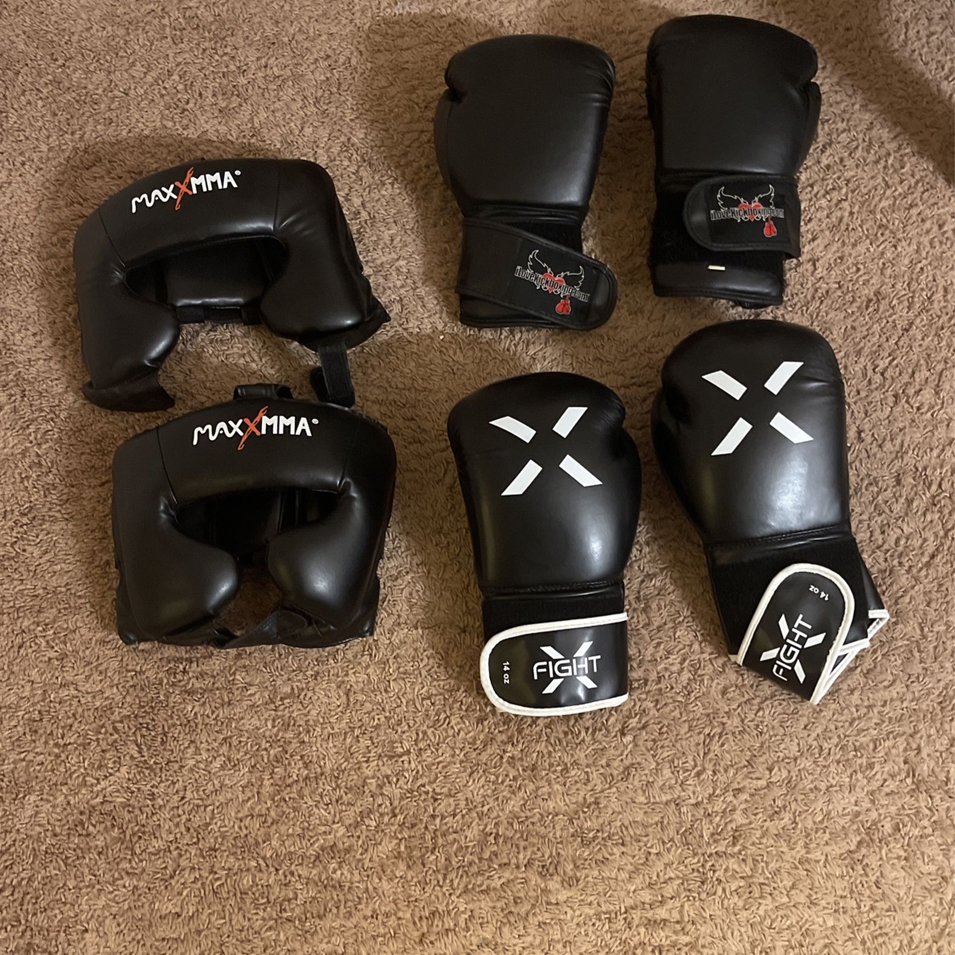 Never Been Used Boxing Gloves And Head Guard