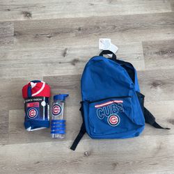 Cubs Backpack Blanket And Waterbottle Set