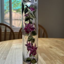 Christina Schneider Hand‑Painted Orchids Bud Vase – Vintage
