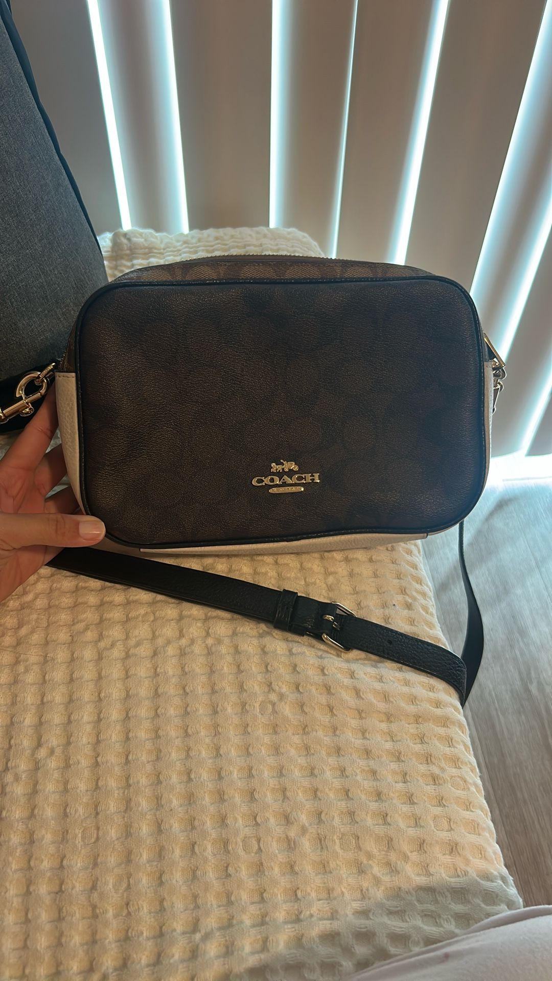 Coach Leather Shoulder Bag Signature Pattern Purse