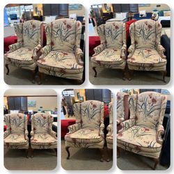 🌸 Beautiful Pair of Floral Wingback Chairs – $49.99 for the pair! 🌸