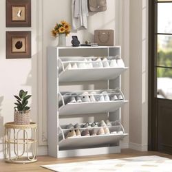 Wodeer Shoe Storage Cabinet with 3 Flip Drawers, Slim Hidden Wood Shoe Cabinet Storage for Entryway, Freestanding Narrow Shoe Rack Organizer with Adju