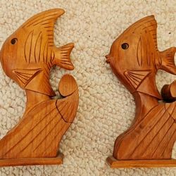 Fish Hand-carved Set of Vintage Perfume Holders