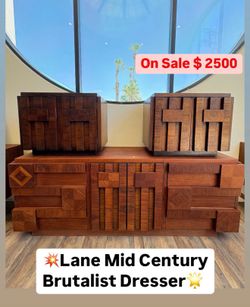 Mid Century Lane Brutalist Dresser