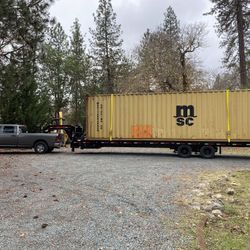 Truck and trailer ready ready for work. Heavy equipment , container, sheds