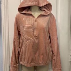 Adult Small Women’s Peach 🍑 Velour Sweater Hoodie Pullover Zip Up Soft 