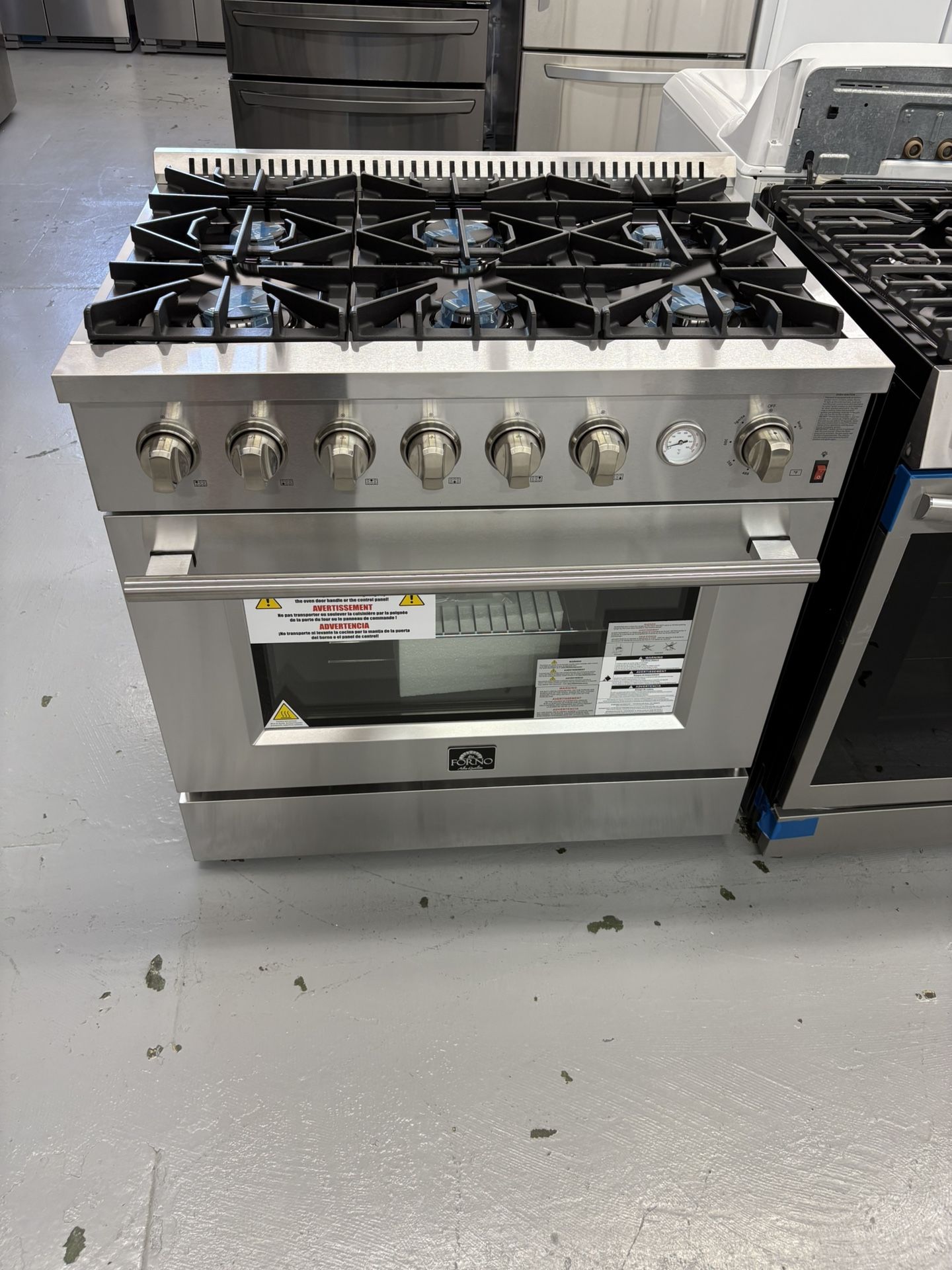 Forno Marco 36 in. Gas Range Stainless Steel, 6-Burners / 2 Years Warranty , 5.36 Cu. Ft. Convection Oven