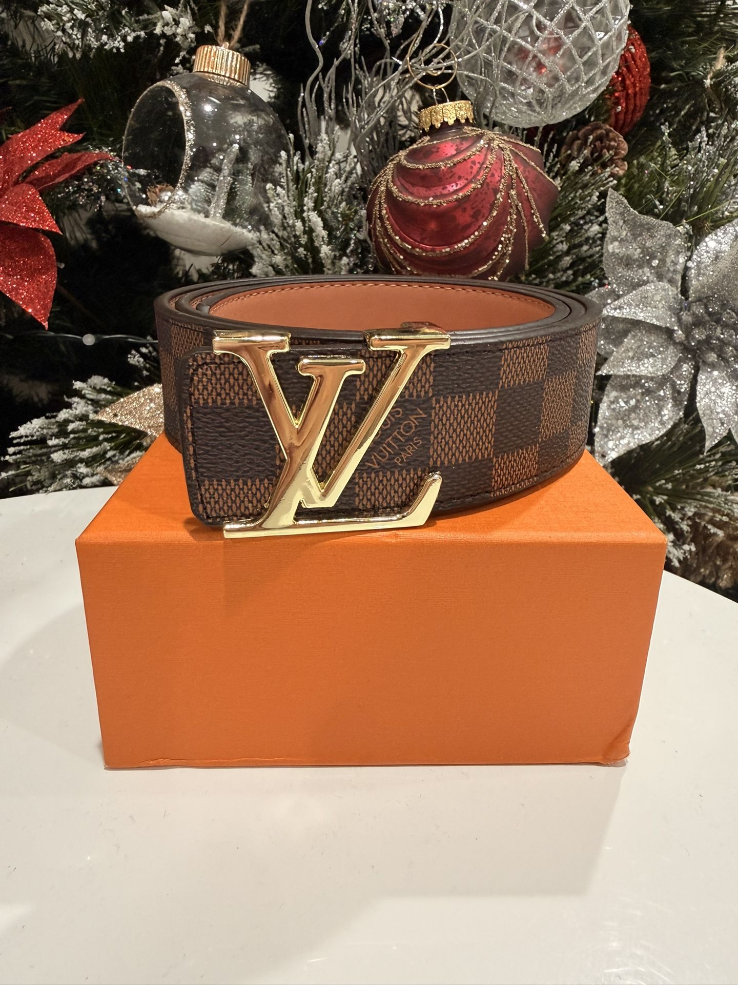Brown Belt With Monogram Design Size 36 