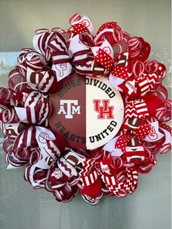 Texas A&M and Univ of Houston House Divided Wreath