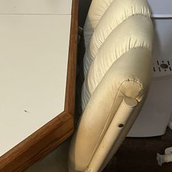 Beautiful Antique Table  Cream Color Leather