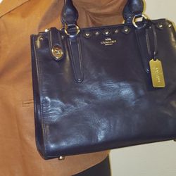 vintage coach purse navy blue