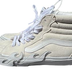 Vans Sk8 Hi Top Sneakers Flame Suede Vulcanized Midsole Off White Men’s sz 10.5