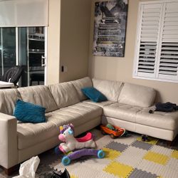 Beautiful White Leather Couch 