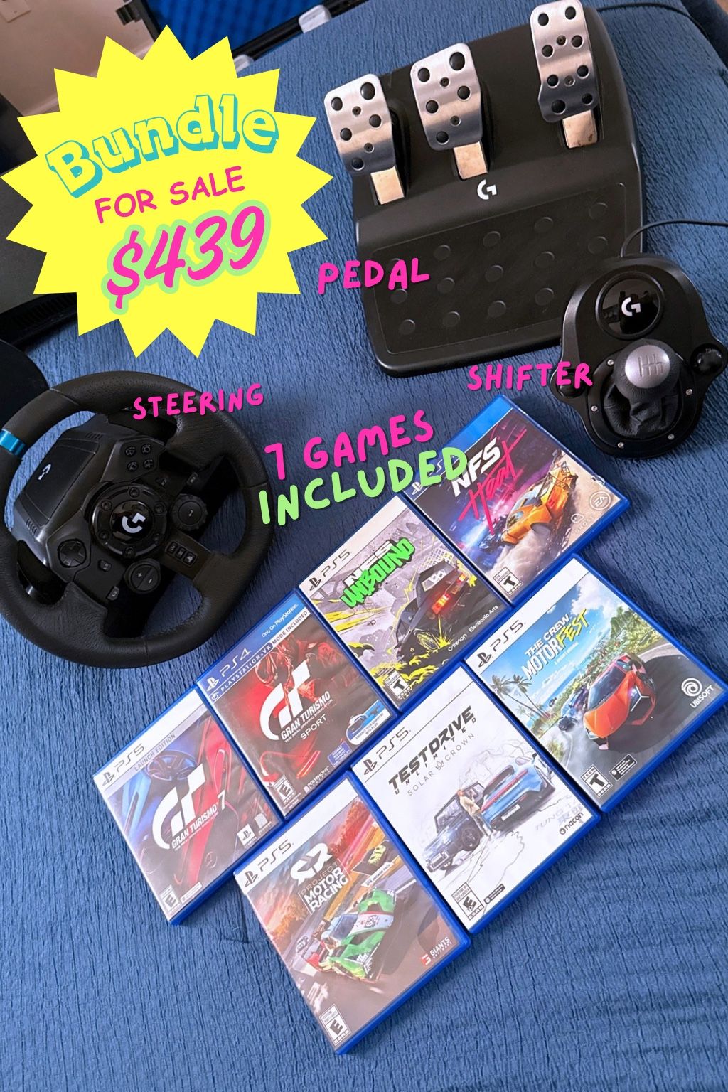 Logitech G923 Bundle For Sale! 7 Games Included!