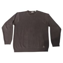 Vintage Izod Solid Brown Crew Medium Weight Knit Cotton Fishing Sweater. Men's Large