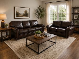 Leather Couch and Loveseat