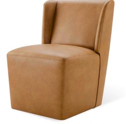 Caramel Leather Armless Dining Chair