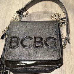 BCBG Paris Black 100% Leather Crossbody Bag