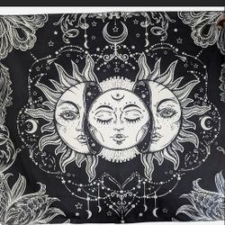 Black & white sun and moon tapestry