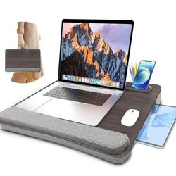 Lap Desk, Home Office Laptop Desk Fits up to 15.6 Inches Laptop with Cushion, Storage Function, Wrist Rest, Easy to Carry Bed Desk for Laptop and Writ