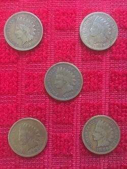 (5) Indian One Cent coins $50.00 CASH, TEXT FOR PRICES.