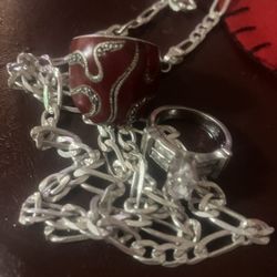 Sterling Silver 2 Rings And Chain