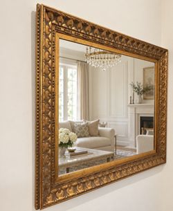Large Ornate Gold-Framed Wall Mirror — $225 OBO