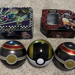 Pokemon balls and tin cases 
