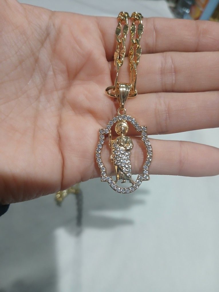 14k Gold Plated San Judas Chain 