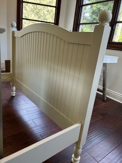 Full-Size White Wooden Bed Frame