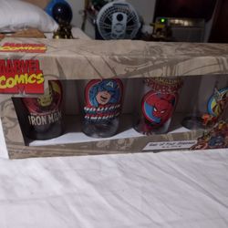 Set Of Four Marvel Comics Glasses