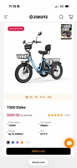E-bike. Eskute T300 Ebike in black