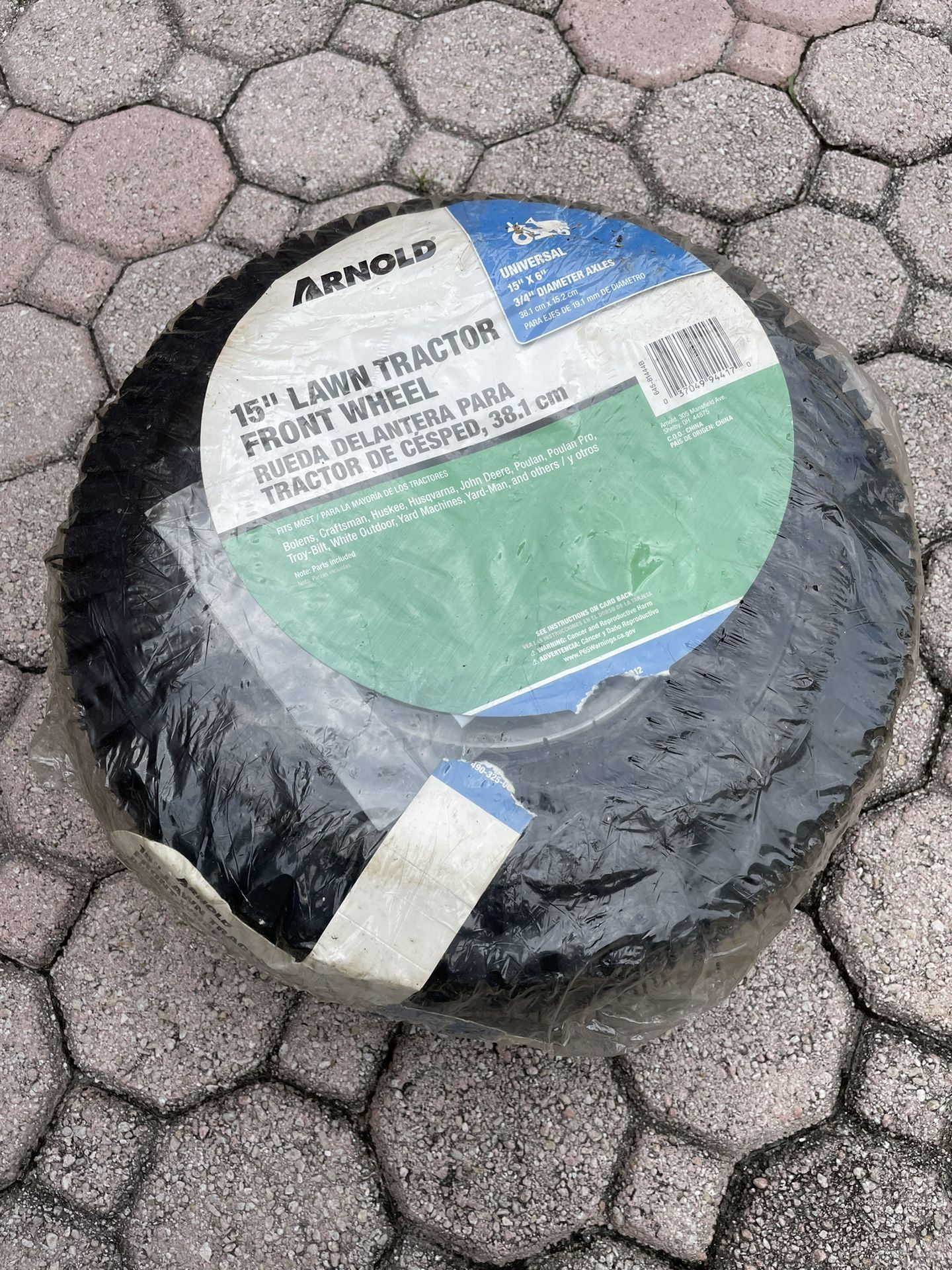Arnold 15” Lawn Tractor Front Wheel New Condition $30 Firm On Price