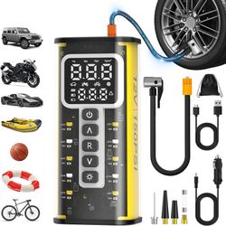 Tire Inflator, 150 PSI, 9000mAh Battery Air Compressor, Car Tire Pump, Air Pump for Car Tires, Bike Inflator, Car Accessories for Cars, Motorcycles &