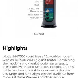 Motorola 16X4 Cable Modem Plus MG7550