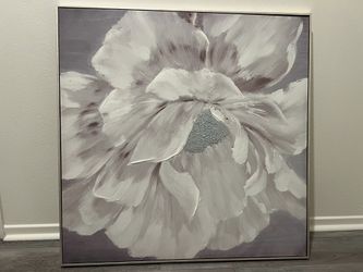Large Framed Canvas Wall Art – Textured Floral / Peony Print