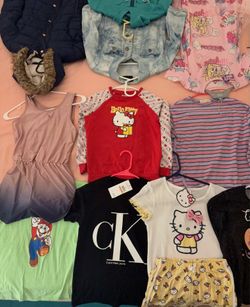 Size 8-10 Girls' Clothing Bundle - Calvin Klein, Hello Kitty, My Little Pony/Most are new