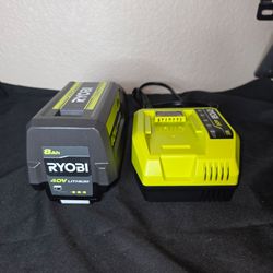 RYOBI 40V Lithium-Ion 8.0 Ah Battery and Charger
