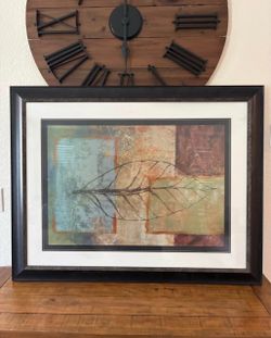 Large Framed Abstract Botanical Leaf Wall Art