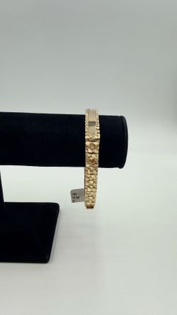 14KT YELLOW GOLD 8” NUGGET ID LINK BRACELET 18.5GR