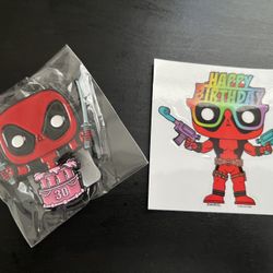 Deadpool Birthday Pin and Sticker